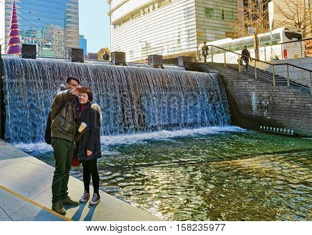 Cheonggye Stream And Public Walkway Of Seoul