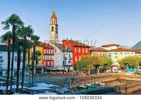 Church And Embankment Of Ascona In Ticino In Switzerland