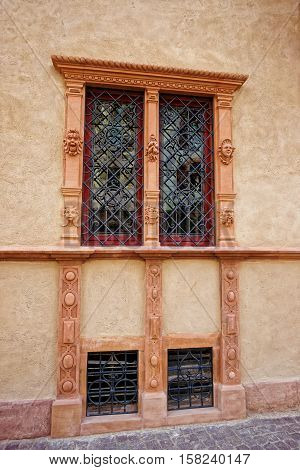 Fragment Of House Of Heads In Colmar In Alsace France