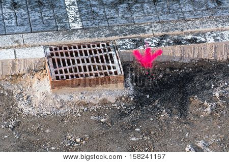 A new Gulli and gutter in the concrete foundation.