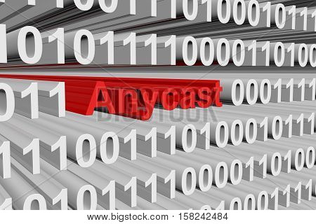 Anycast in the form of binary code, 3D illustration