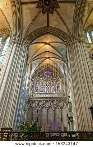 Interior Of Cathedral Of Our Lady Of Bayeux In Normandy