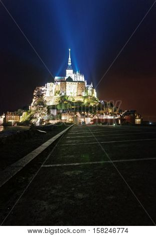 Mont Saint Michel In Normandy Of Manche In The Evening
