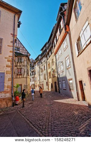 Old City In Colmar At Alsace France