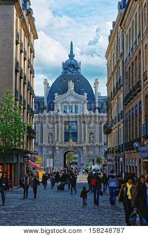 Palace Of Commerce And Shopping Street In Rennes Brittany France