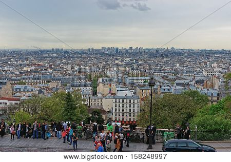 Panoranic View On The City Center From Montmartre In Paris