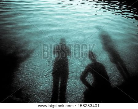 silhouettes. Young people are looing inside themselves