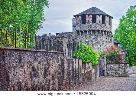 Visconteo Castle In City Center In Locarno Of Ticino Switzerland