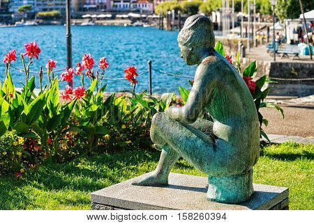 Woman Statue At Promenade In Ascona Of Ticino Switzerland
