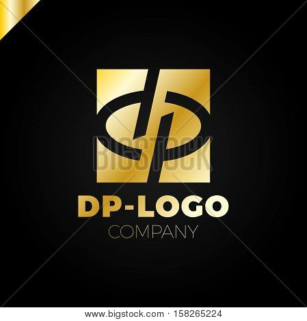 Letter D And Letter P Logo. Pd, Dp Initial Overlapping In Square Letter Logotype