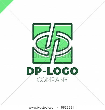 Letter D And Letter P Logo. Pd, Dp Initial Overlapping In Square Letter Logotype