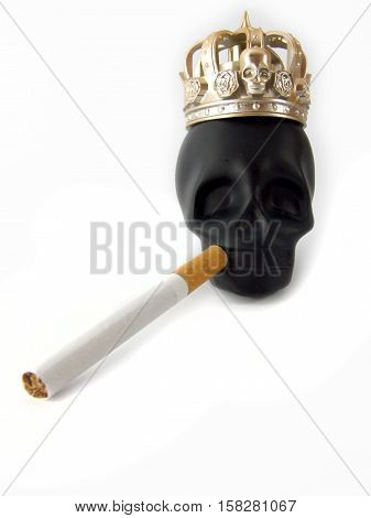 Cigarette isolated on a white background with skull