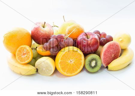 Fruits and vegetables on a white background