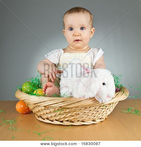 Young Cute Baby In An Easter Setting