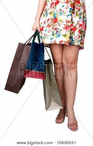 Elegance Lady Holding Bags From A Shop