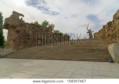 Ruined Walls. Memorial Complex Mamayev Kurgan In Volgograd
