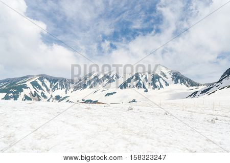 Snow mountain on tateyama kurobe alpine route ,japan alps in japan