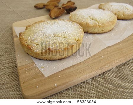Homemade polvoron shortbread cookies on baking paper