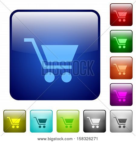 Empty cart color glass rounded square button set