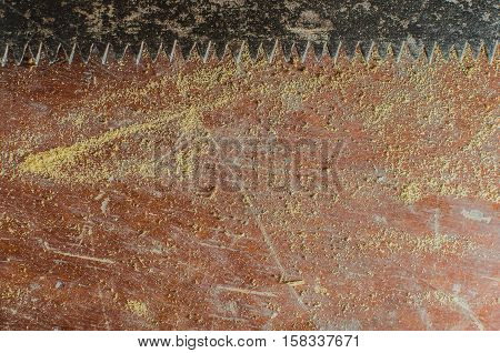 Structure, Table to sawdust from the top horizontally has a hacksaw