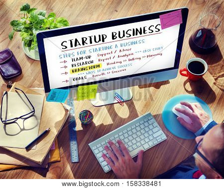 Startup Business Plan Steps Graphic Concept