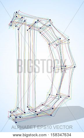 Abstract illustration of a Multicolor sketched uppercase letter D with Transparent Shadow. Hand drawn 3D D for your design. EPS 10 vector illustration.
