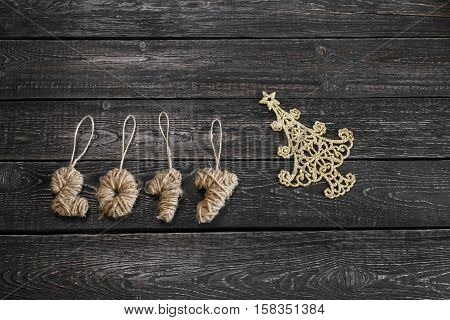 the symbol of new year in the form of Christmas tree on wooden background!