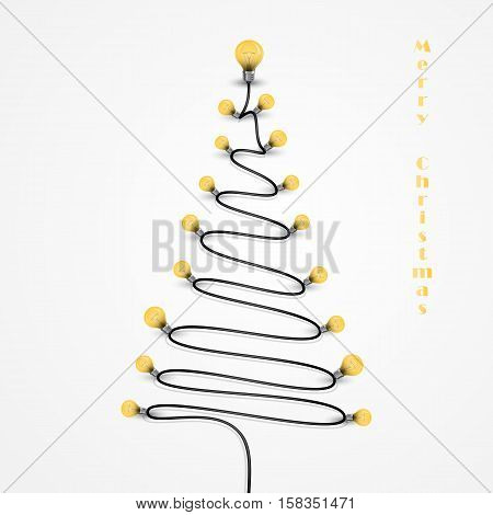 Colorful light bulbs and Christmas tree symbol .Merry christmas abstract background.Design for Christmas postcard Merry Christmas iconlogo or Merry Christmas background.Vector illustration