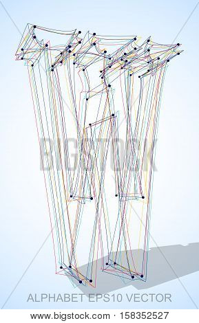 Abstract illustration of a Multicolor sketched uppercase letter W with Transparent Shadow. Hand drawn 3D W for your design. EPS 10 vector illustration.