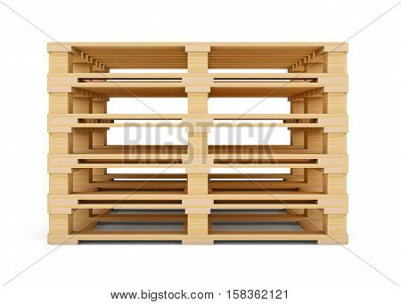 Wooden pallets. Isolated on white. 3D illustration