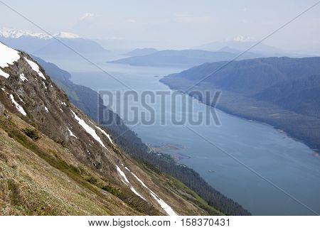 The scenic view from Mt Roberts (Juneau Alaska).