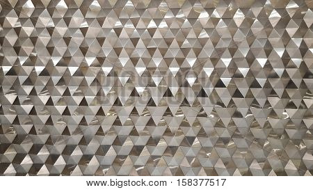Abstract photo close-up view of modern aluminum ventilated facade of triangles