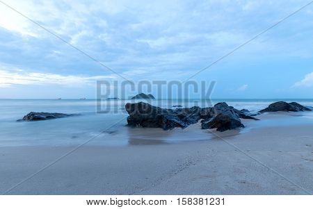 Samila beach at Songkhla province Thailand (Long Speed Shutter)