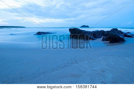 Samila beach at Songkhla province Thailand (Long Speed Shutter)