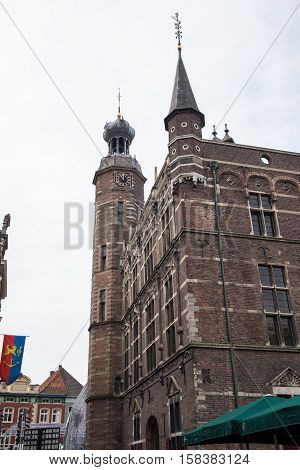 Historic town hall with towers in Venlo Holland
