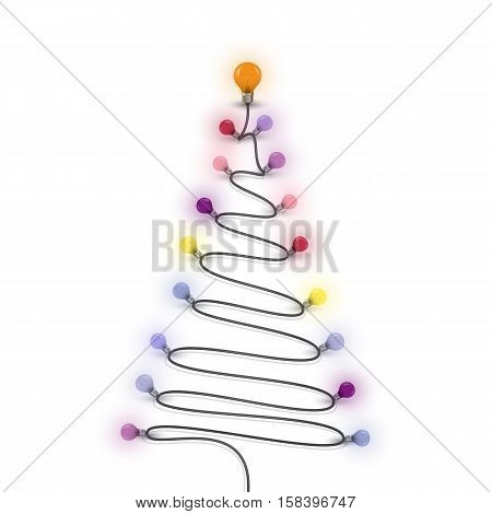 Colorful light bulbs and Christmas tree symbol .Merry christmas abstract background.Design for Christmas postcard Merry Christmas iconlogo or Merry Christmas background.Vector illustration