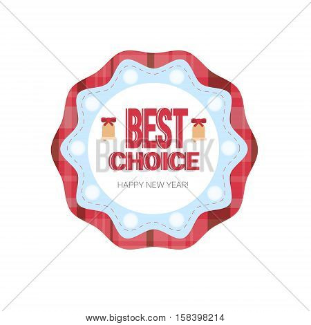 Happy New Year Merry Christmas Greeting Card Decoration Laber Web Icon Flat Vector Illustration