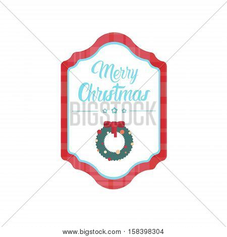 Happy New Year Merry Christmas Greeting Card Decoration Laber Web Icon Flat Vector Illustration