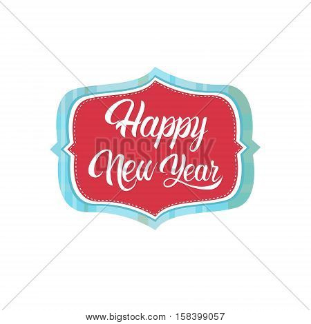 Happy New Year Merry Christmas Greeting Card Decoration Laber Web Icon Flat Vector Illustration
