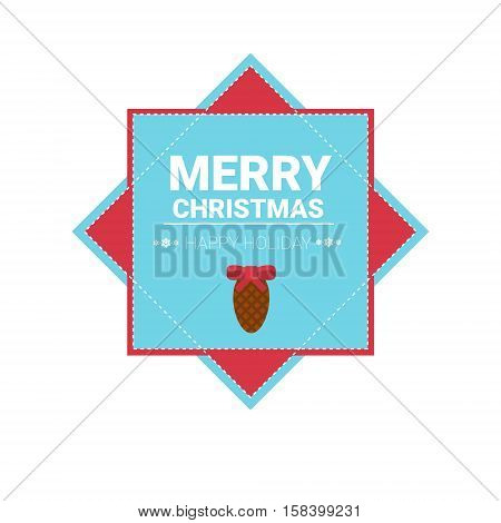 Happy New Year Merry Christmas Greeting Card Decoration Laber Web Icon Flat Vector Illustration