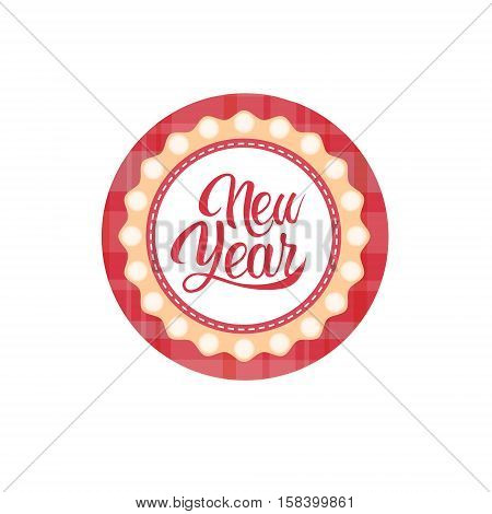 Happy New Year Merry Christmas Greeting Card Decoration Laber Web Icon Flat Vector Illustration