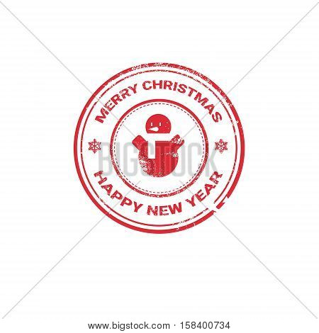 Happy New Year Merry Christmas Greeting Card Decoration Laber Web Icon Flat Vector Illustration