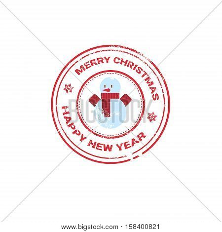 Happy New Year Merry Christmas Greeting Card Decoration Laber Web Icon Flat Vector Illustration