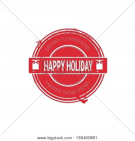 Happy New Year Merry Christmas Greeting Card Decoration Laber Web Icon Flat Vector Illustration