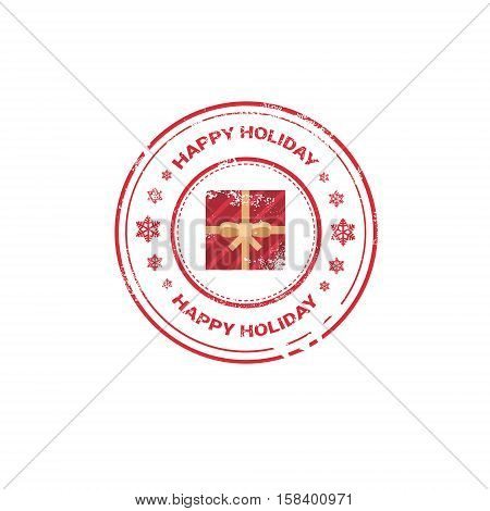 Happy New Year Merry Christmas Greeting Card Decoration Laber Web Icon Flat Vector Illustration