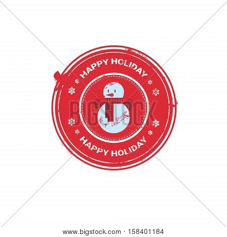 Happy New Year Merry Christmas Greeting Card Decoration Laber Web Icon Flat Vector Illustration