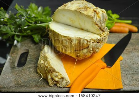Celery root - celeriac source of vitamins fresh healthy vegetable wedge