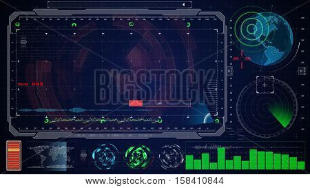 Futuristic blue virtual graphic touch user interface HUD