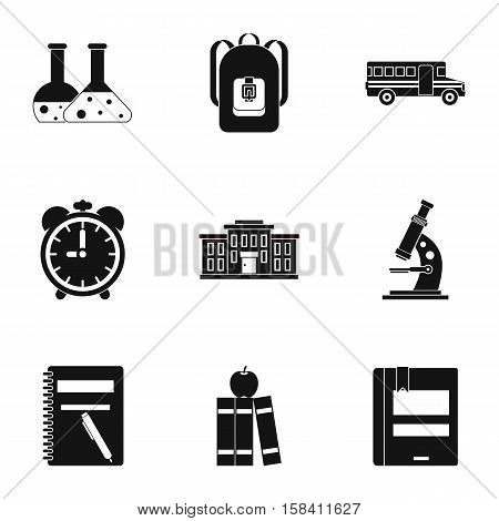 School icons set. Simple illustration of 9 school vector icons for web