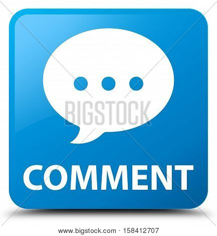 Comment (conversation icon) cyan blue square button